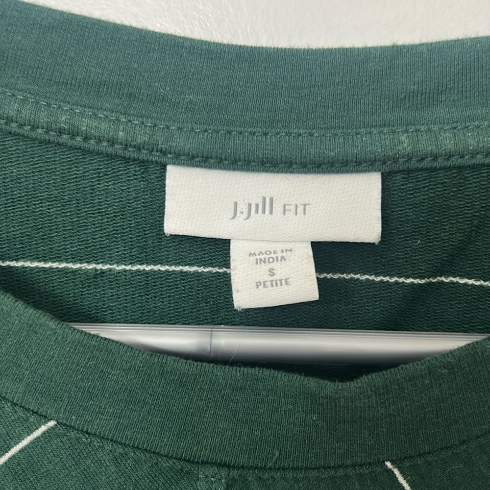 J.Jill long sleeve, green and white dress